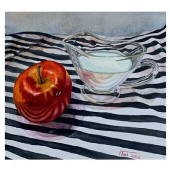 Painting titled "Still life with app…" by Iryna Tsai, Original Artwork, Watercolor