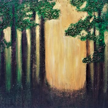 Painting titled "Mysterious forest" by Iryna Bila, Original Artwork, Acrylic