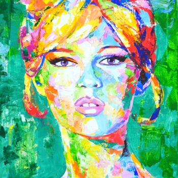 Картина под названием "Brigitte Bardot" - Iryna Kastsova, Подлинное произведение искусства, Акрил Установлен на Деревянная р…