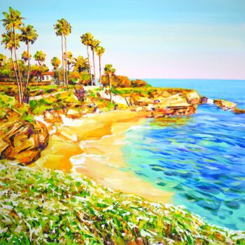 Pintura titulada "San Diego Beach. Ca…" por Iryna Kastsova, Obra de arte original, Acrílico Montado en Bastidor de camilla d…