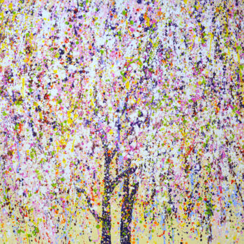 Painting titled "Blooming tree." by Iryna Kastsova, Original Artwork, Acrylic Mounted on Wood Stretcher frame