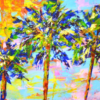 Pittura intitolato "Palm trees 3" da Iryna Kastsova, Opera d'arte originale, Acrilico Montato su Telaio per barella in legno