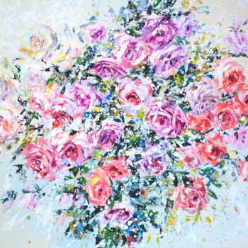 「Roses. Roses.」というタイトルの絵画 Iryna Kastsovaによって, オリジナルのアートワーク, アクリル ウッドストレッチャーフレームにマウント