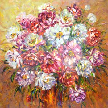Painting titled "Bouquet." by Iryna Kastsova, Original Artwork, Oil Mounted on Wood Stretcher frame