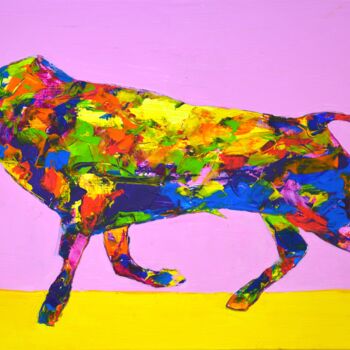 Картина под названием "Bull" - Iryna Kastsova, Подлинное произведение искусства, Акрил Установлен на Деревянная рама для нос…