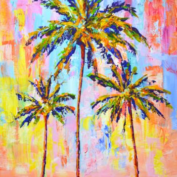 Malarstwo zatytułowany „Palms. Ocean 3.” autorstwa Iryna Kastsova, Oryginalna praca, Akryl