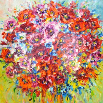 제목이 "Poppy mood."인 미술작품 Iryna Kastsova로, 원작, 기름 나무 들것 프레임에 장착됨