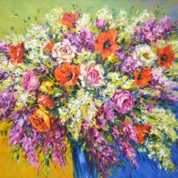 Peinture intitulée "Spring bouquet" par Iryna Kastsova, Œuvre d'art originale, Huile Monté sur Châssis en bois