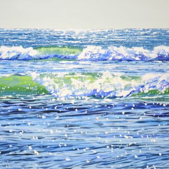 Painting titled "Ocean. Waves. Light." by Iryna Kastsova, Original Artwork, Acrylic Mounted on Wood Stretcher frame