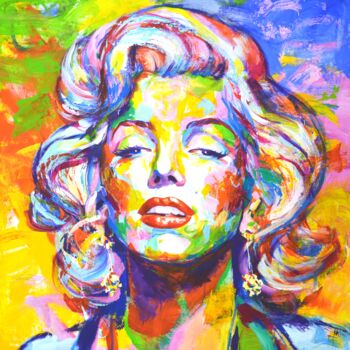 Painting titled "Marilyn Monroe 12" by Iryna Kastsova, Original Artwork, Acrylic Mounted on Wood Stretcher frame