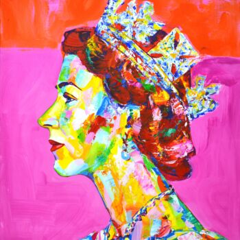 Peinture intitulée "Queen Elizabeth II." par Iryna Kastsova, Œuvre d'art originale, Acrylique Monté sur Châssis en bois