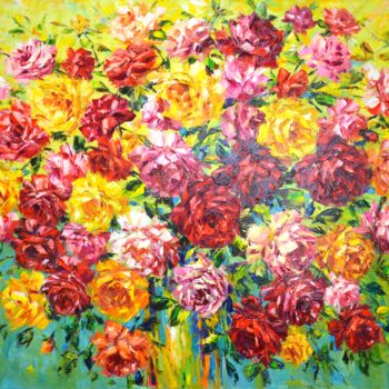 Malerei mit dem Titel "Bright bouquet of f…" von Iryna Kastsova, Original-Kunstwerk, Öl Auf Keilrahmen aus Holz montiert