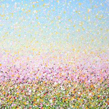绘画 标题为“Pale pink field 5.” 由Iryna Kastsova, 原创艺术品, 丙烯 安装在木质担架架上