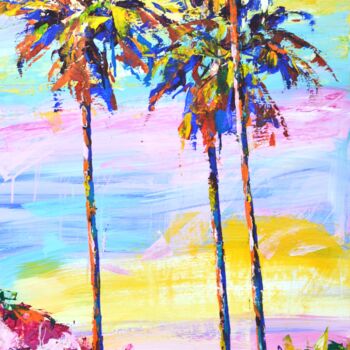 Peinture intitulée "Palm trees 9." par Iryna Kastsova, Œuvre d'art originale, Acrylique Monté sur Châssis en bois