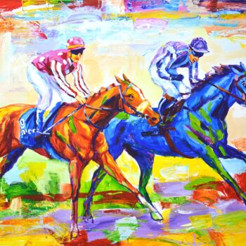 绘画 标题为“Faster, horses!” 由Iryna Kastsova, 原创艺术品, 丙烯 安装在木质担架架上
