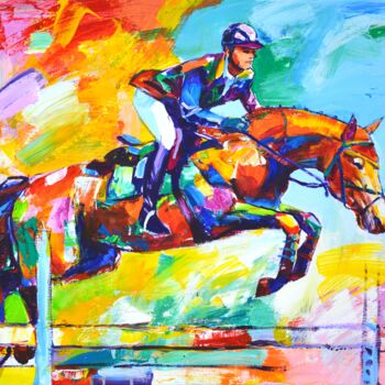 Peinture intitulée "Horse racing" par Iryna Kastsova, Œuvre d'art originale, Acrylique Monté sur Châssis en bois