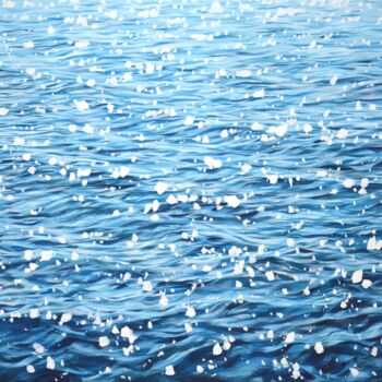 Pintura titulada "Glare on blue water." por Iryna Kastsova, Obra de arte original, Acrílico Montado en Bastidor de camilla d…