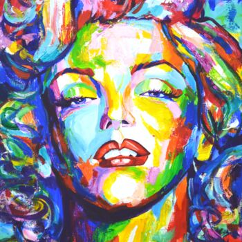 Schilderij getiteld "Marilyn Monroe 28" door Iryna Kastsova, Origineel Kunstwerk, Acryl Gemonteerd op Frame voor houten bran…