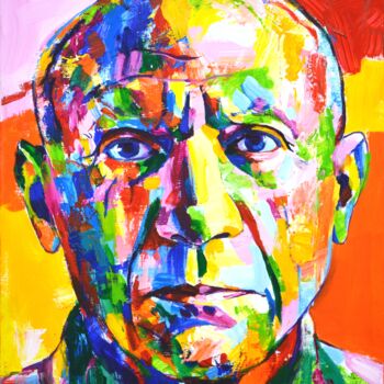 Malarstwo zatytułowany „Pablo Picasso” autorstwa Iryna Kastsova, Oryginalna praca, Akryl Zamontowany na Drewniana rama noszy