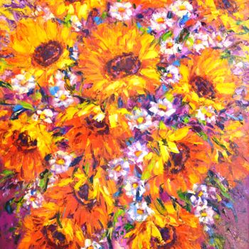 Картина под названием "Sunny melody." - Iryna Kastsova, Подлинное произведение искусства, Масло Установлен на Деревянная рам…