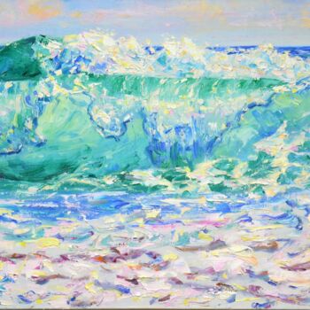 Painting titled "Ocean. Waves." by Iryna Kastsova, Original Artwork, Oil Mounted on Wood Stretcher frame