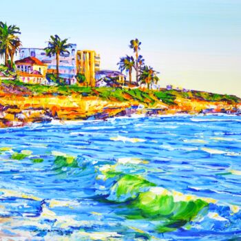제목이 "San Diego La Jolla"인 미술작품 Iryna Kastsova로, 원작, 아크릴 나무 들것 프레임에 장착됨