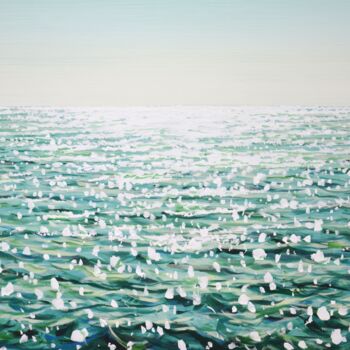 Картина под названием "Sea emerald." - Iryna Kastsova, Подлинное произведение искусства, Акрил Установлен на Деревянная рама…