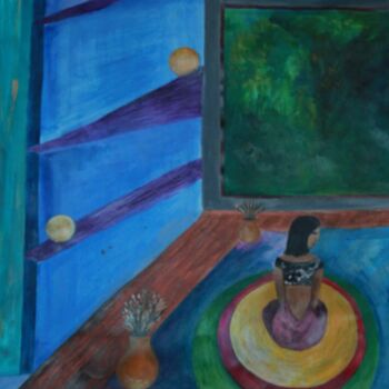 Картина под названием "Mulher ao centro" - Iryz Lyra, Подлинное произведение искусства, Акрил