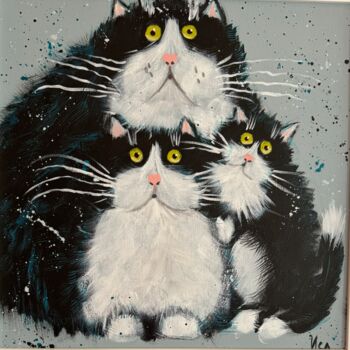 Schilderij getiteld "Cats" door Isa Elixir, Origineel Kunstwerk, Olie