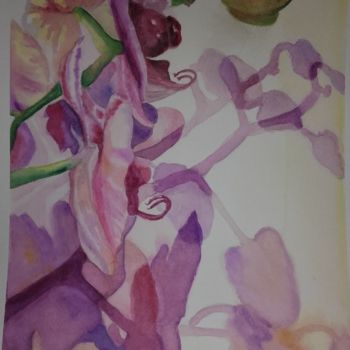 Картина под названием "belle orchidée" - Isa Ferrari, Подлинное произведение искусства, Акварель