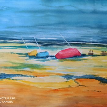 Peinture intitulée "marée basse" par Isa Ferrari, Œuvre d'art originale, Aquarelle