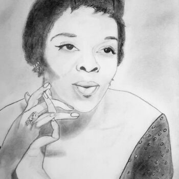 Drawing titled "Dinah Washington" by Isa-Isarielle, Original Artwork, Pencil