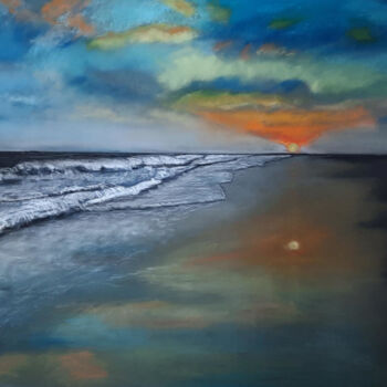 Painting titled "Reflets sur le sable" by Isa-Isarielle, Original Artwork, Pastel