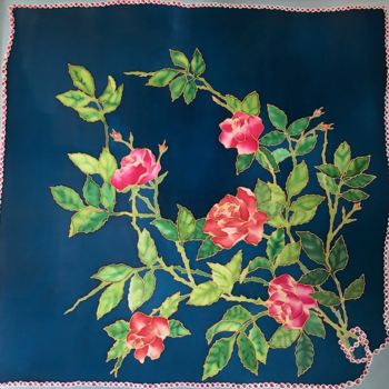 Handwerk mit dem Titel "roses" von Isabelle Seguin, Original-Kunstwerk, Schals und Tücher