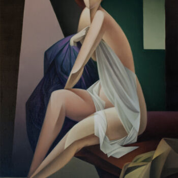 Картина под названием "Model" - Isaac Feldman, Подлинное произведение искусства, Масло Установлен на Деревянная рама для нос…