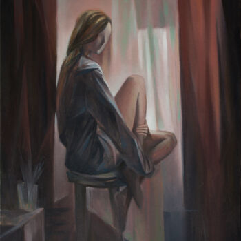 Malarstwo zatytułowany „At a window” autorstwa Isaac Feldman, Oryginalna praca, Olej Zamontowany na Drewniana rama noszy