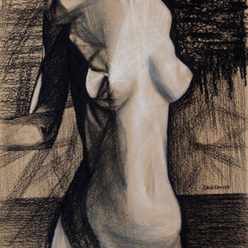 Drawing titled "Akt 015" by Isaac Feldman, Original Artwork, Charcoal