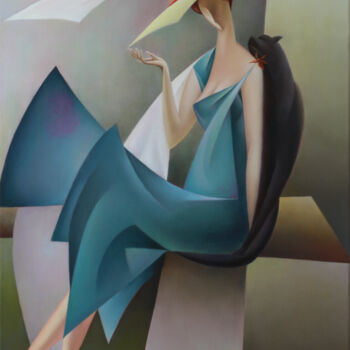 Peinture intitulée "April lady" par Isaac Feldman, Œuvre d'art originale, Huile Monté sur Châssis en bois