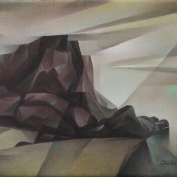 Painting titled "Rocks" by Isaac Feldman, Original Artwork, Oil Mounted on Wood Stretcher frame