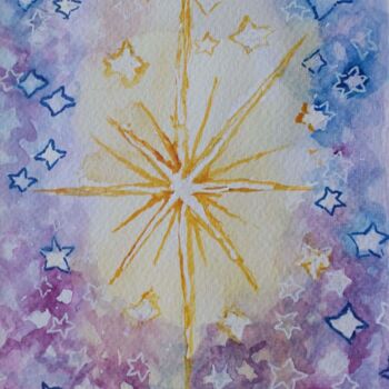 Pintura titulada "chuva-estrelas.jpg" por Isabel Alfarrobinha, Obra de arte original, Acuarela