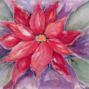 Painting titled "flor-de-natal-18x24…" by Isabel Alfarrobinha, Original Artwork, Watercolor