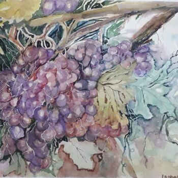 Pintura intitulada "Uvas" por Isabel Alfarrobinha, Obras de arte originais, Aquarela