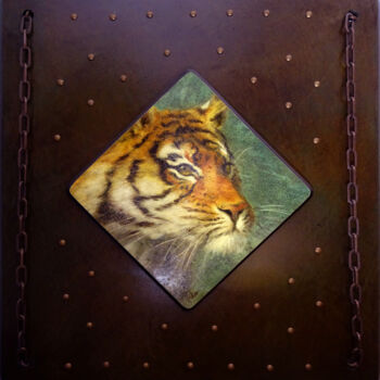 제목이 "Le Premier Tigre"인 미술작품 Isabel Mahe로, 원작, 기름 기타 단단한 패널에 장착됨