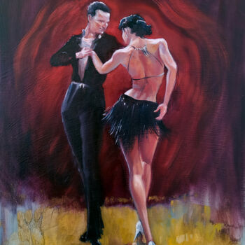 Painting titled "Rumba" by Isabel Mahe, Original Artwork, Oil Mounted on Wood Stretcher frame