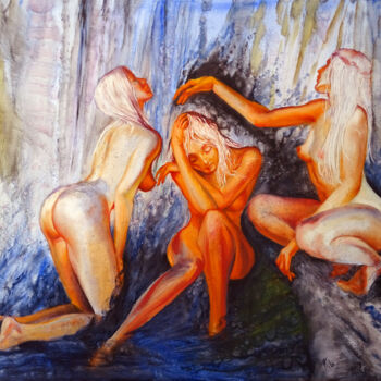 Картина под названием "La fontaine de Jouv…" - Isabel Mahe, Подлинное произведение искусства, Масло Установлен на Деревянная…