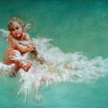 Peinture intitulée "L'Ange de la Pluie" par Isabel Mahe, Œuvre d'art originale, Huile Monté sur Autre panneau rigide