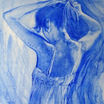 Peinture intitulée "Coiffure en bleu (é…" par Isabel Mahe, Œuvre d'art originale, Huile