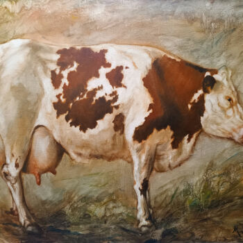 Pintura intitulada "La belle vache" por Isabel Mahe, Obras de arte originais, Óleo Montado em Armação em madeira