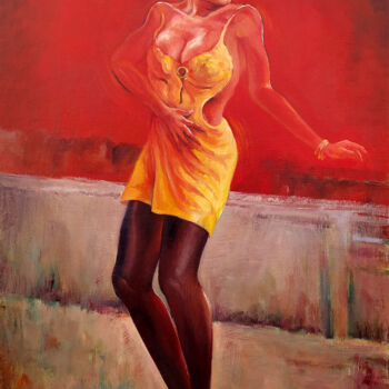 Painting titled "Envie de danser / F…" by Isabel Mahe, Original Artwork, Oil Mounted on Wood Stretcher frame