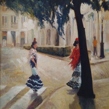 Painting titled "Sevilla al atardecer" by Isabel Mahe, Original Artwork, Oil